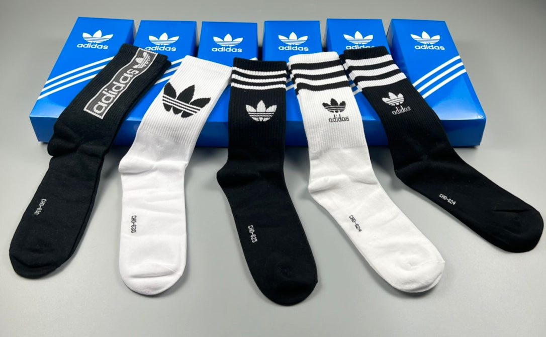 Adidas Cotton Triple-Stripe And Trefoil Ankle Socks - 5-Pair Set