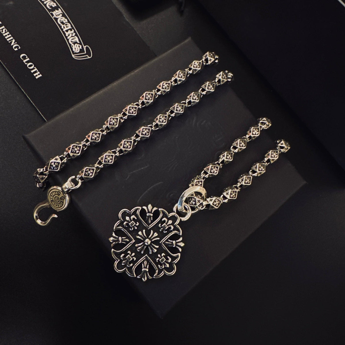 Martin Graham pendant necklace in polished metal-tone – styled product view