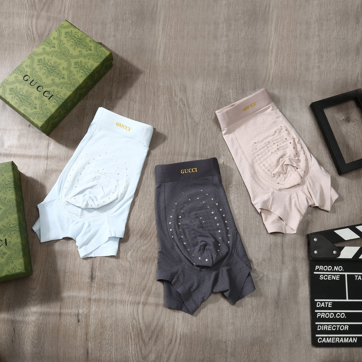 Gucci Perforated Logo Men's Trunk Underwear - 3-Piece Box