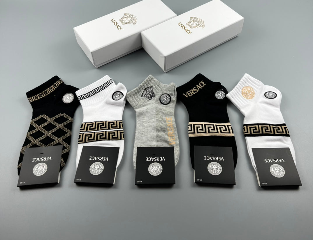 Versace Graphic Crew Socks - 5-Pair Box