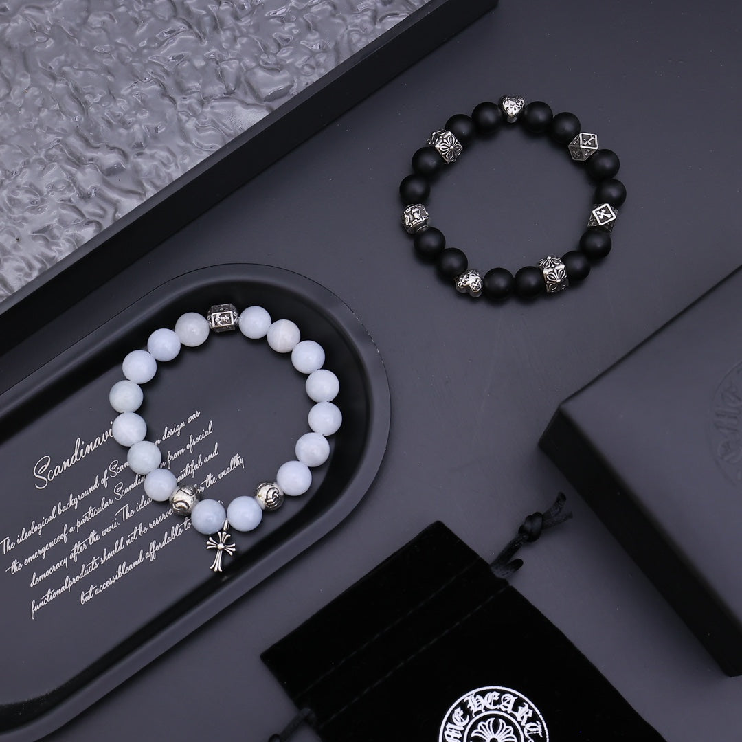 Martin Graham beaded bracelet in polished metal-tone – styled product view