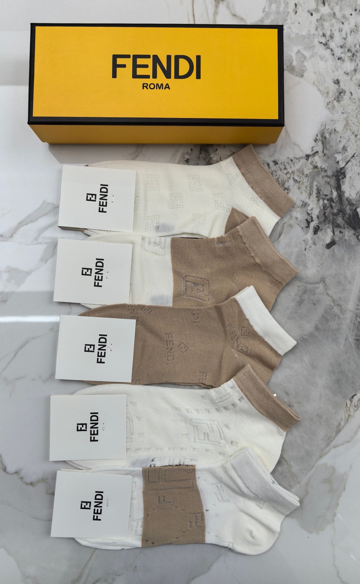 Fendi Modal No-Show Socks - 5-Pair Set