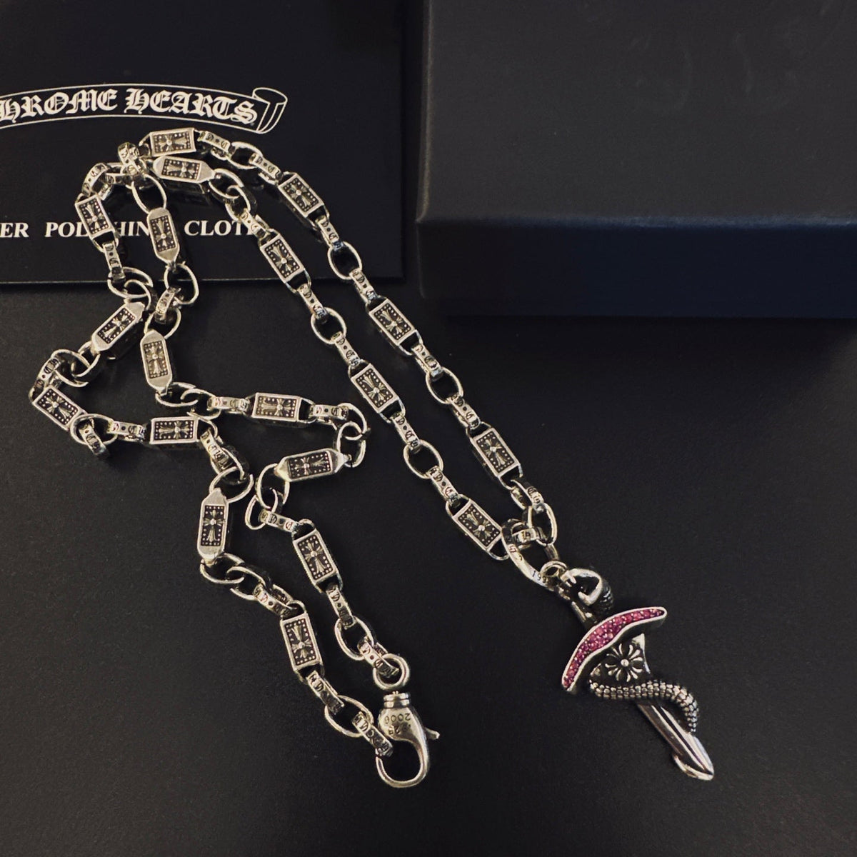 Martin Graham pendant necklace in polished metal-tone – styled product view