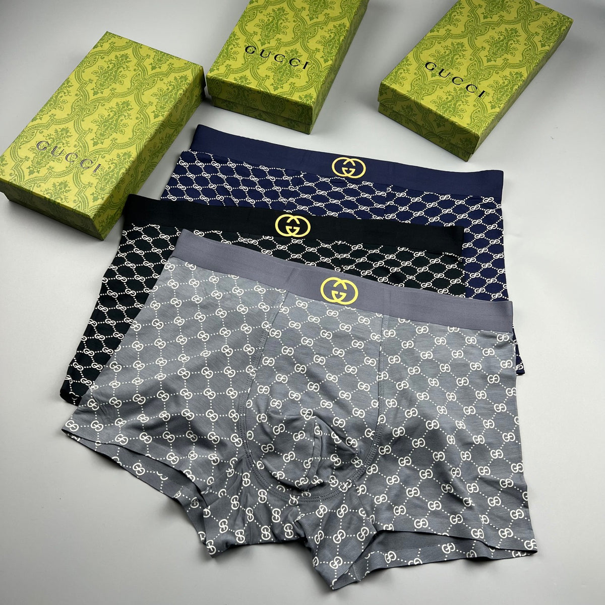 Gucci Repeating Monogram-Style Patterns Men's Boxer Briefs - 3-Piece Box