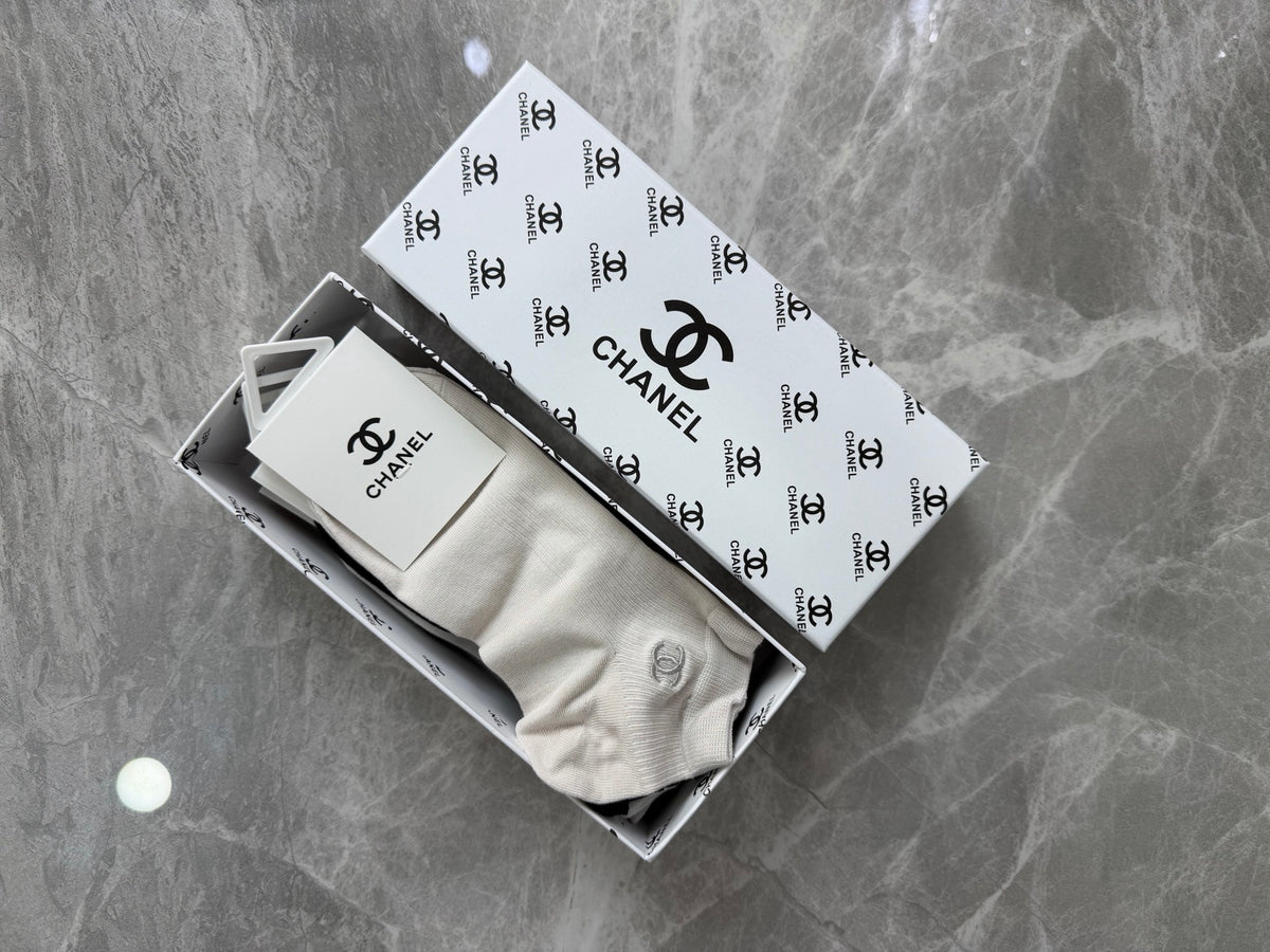 Chanel Modal Repeating Emblem Ankle Socks - 5-Pair Set