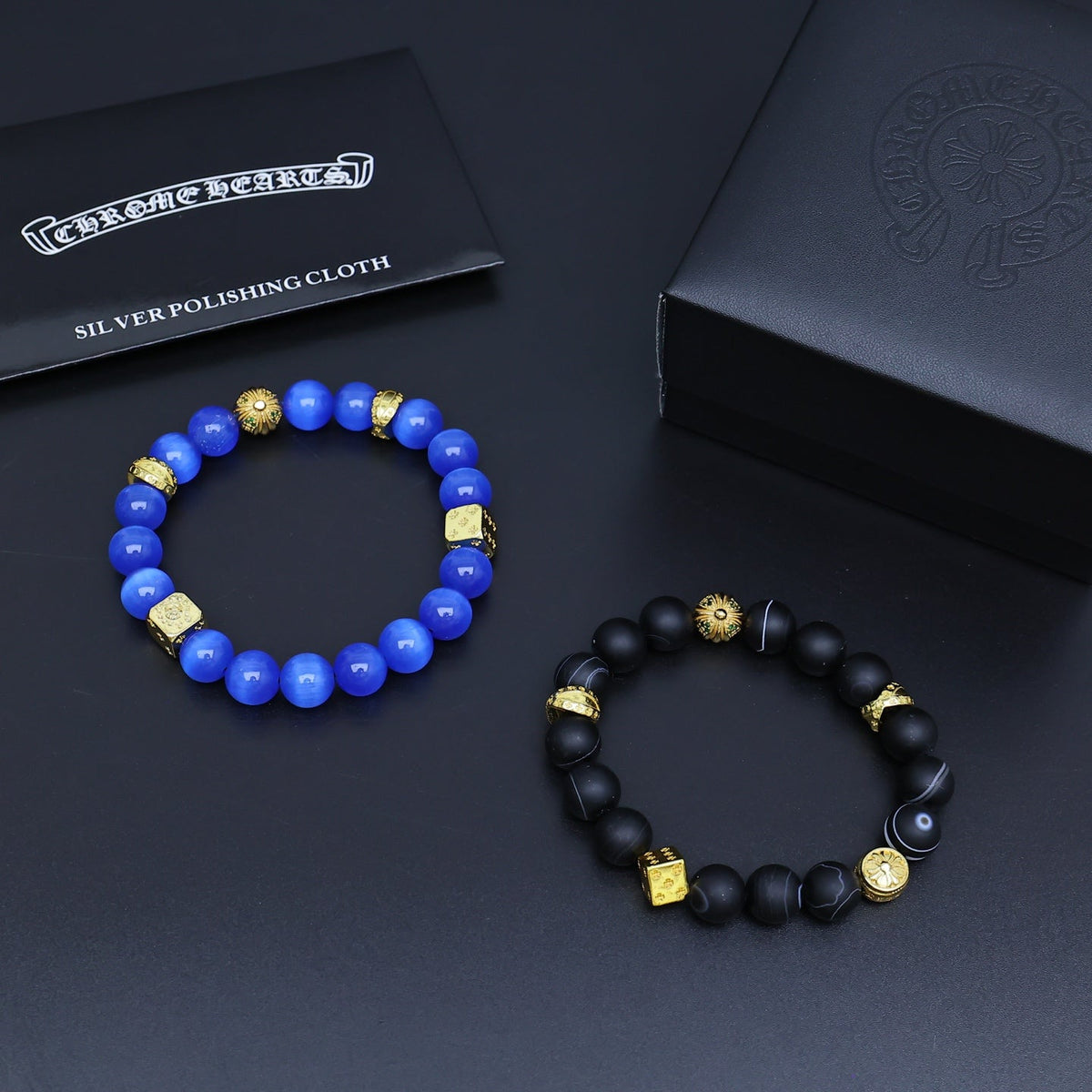 Martin Graham beaded bracelet in polished metal-tone – styled product view