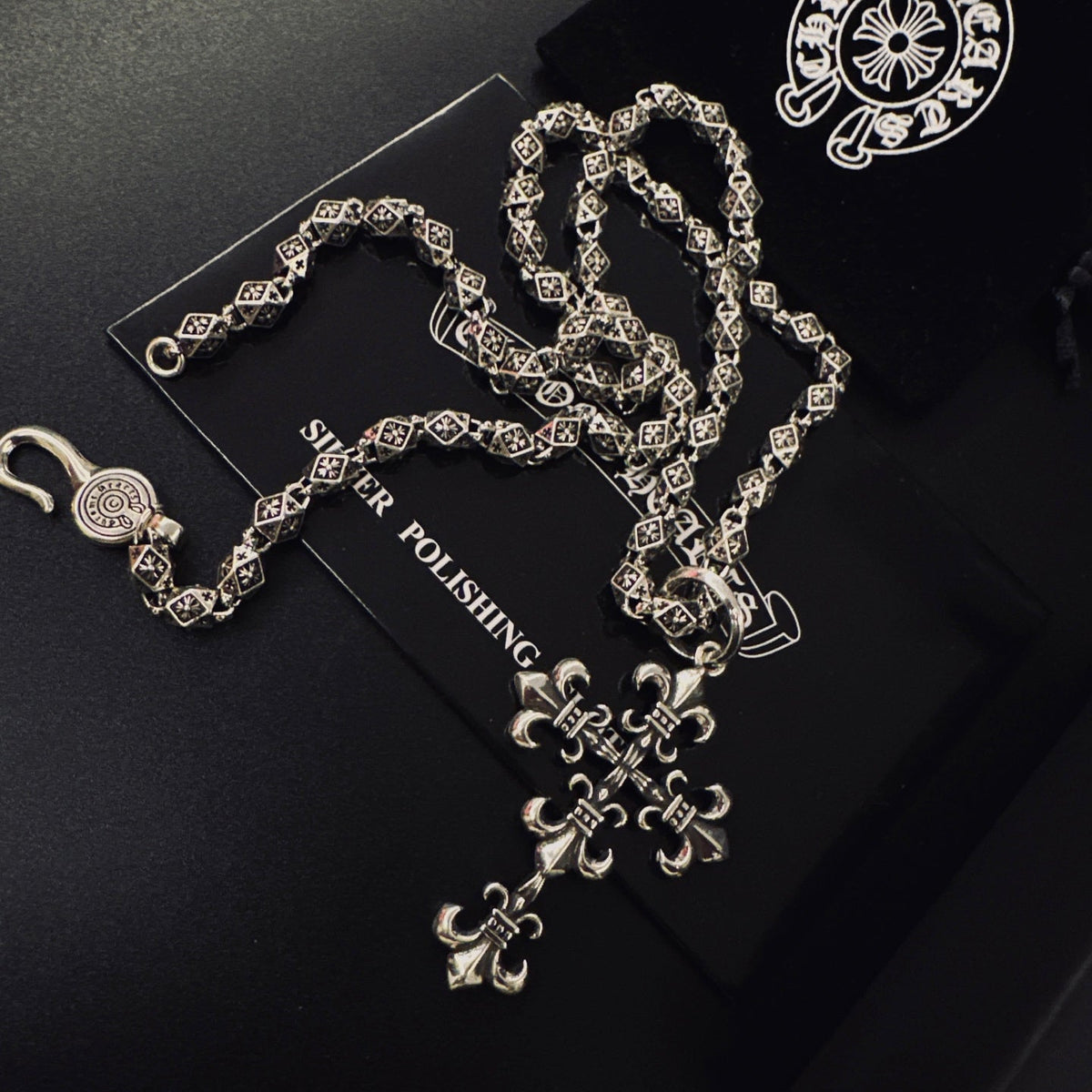 Martin Graham pendant necklace in polished metal-tone – styled product view