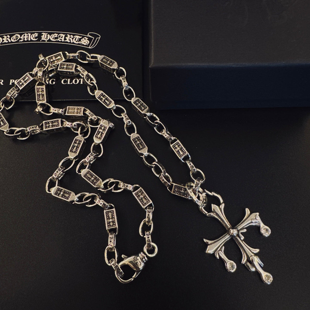Martin Graham pendant necklace in polished metal-tone – styled product view