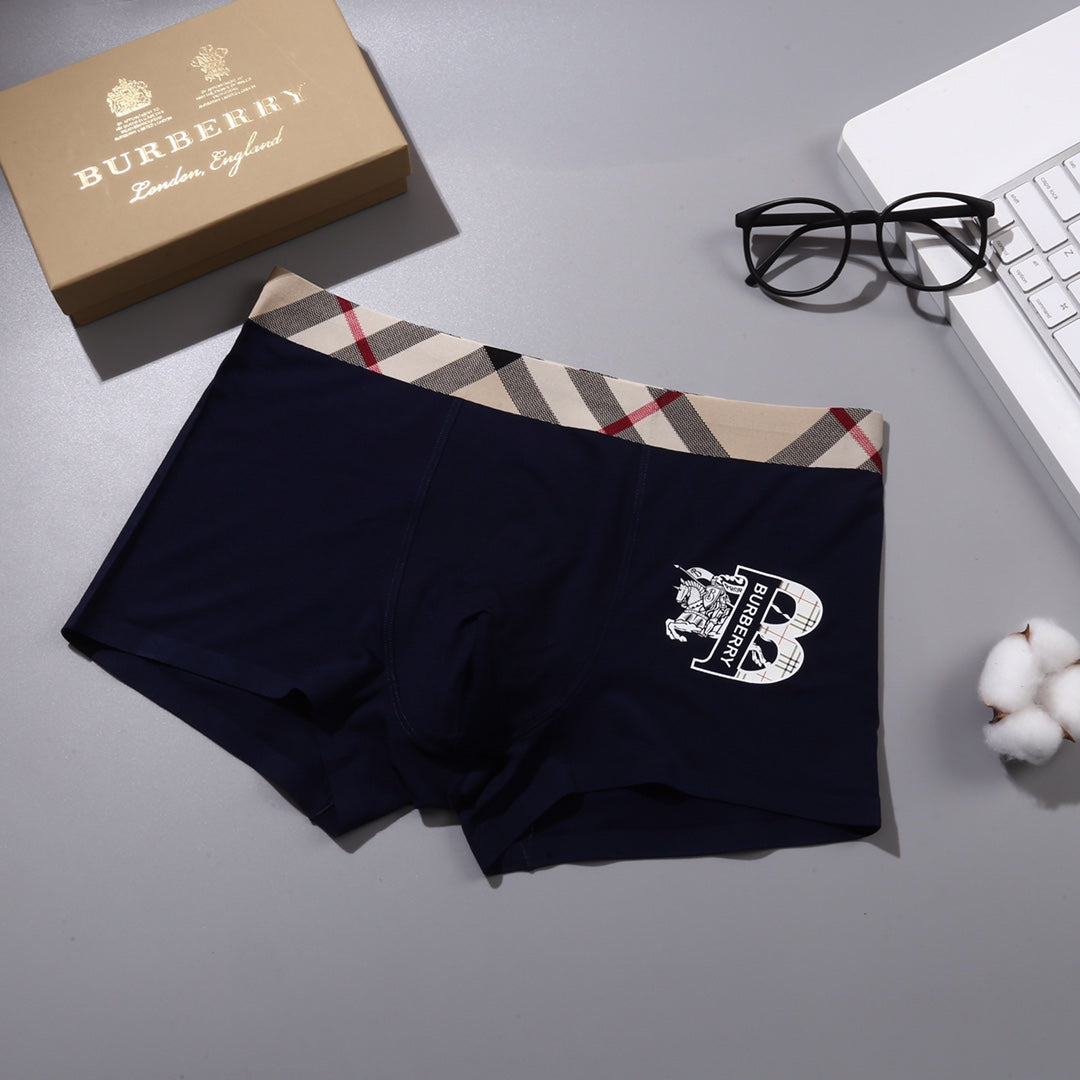 Burberry Check-Inspired Waistbands And Knight Graphics Men's Boxer Briefs - 3-Piece Box