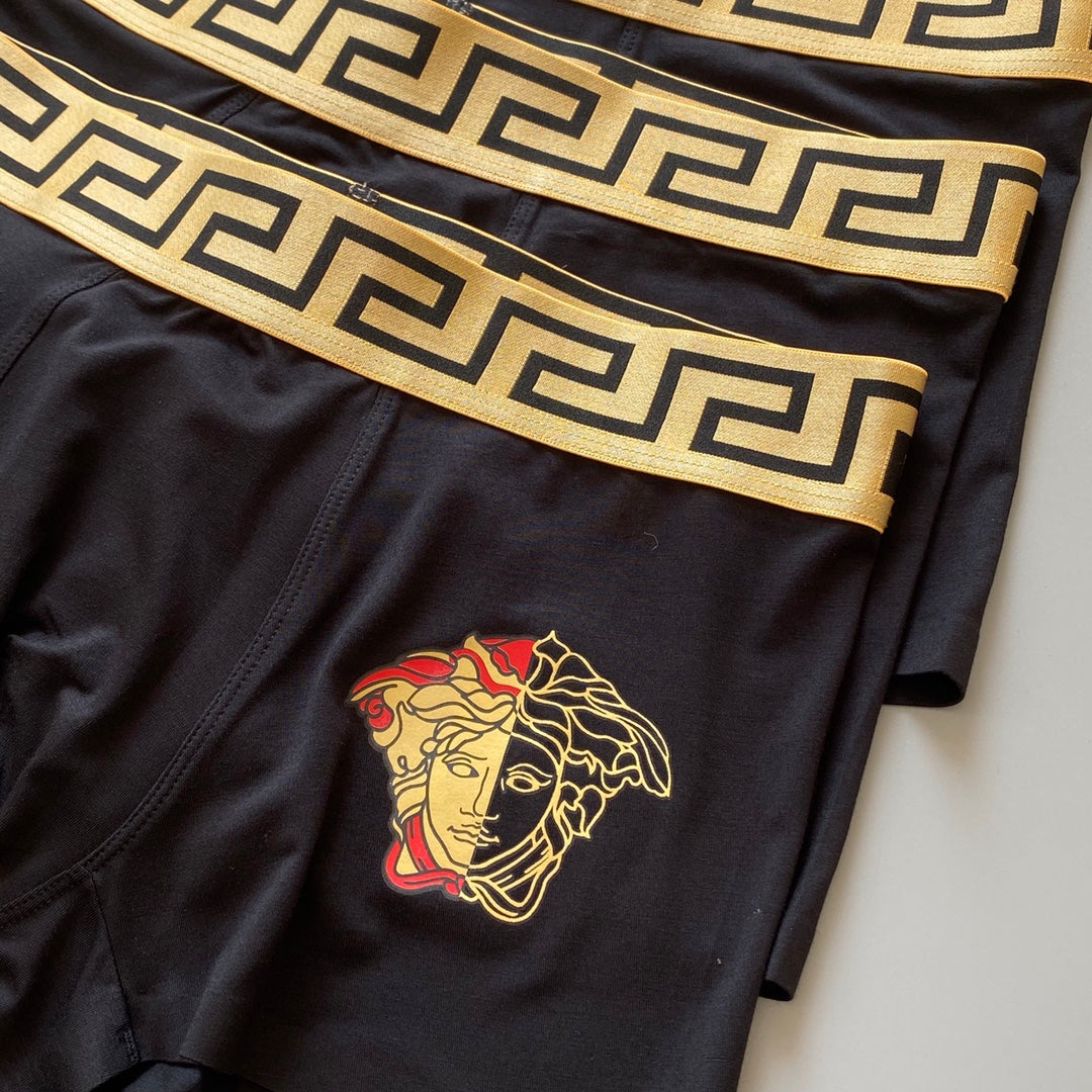 Versace 91% Modal & 9% Spandex Medusa Series Seamless-Cut Men's Boxer Briefs - 3-Piece Box