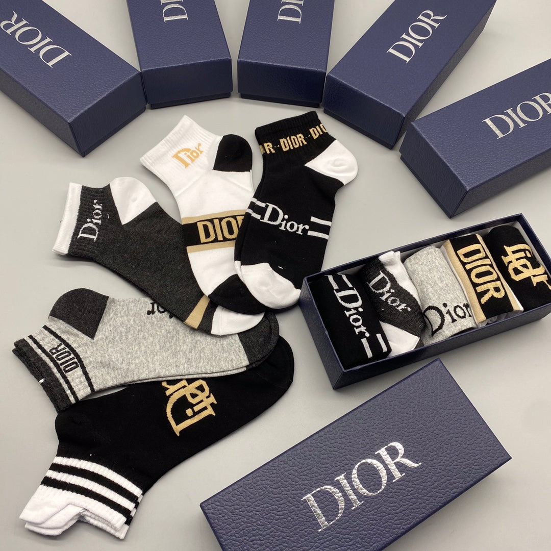 Dior Logo Ankle Socks - 5-Pair Box