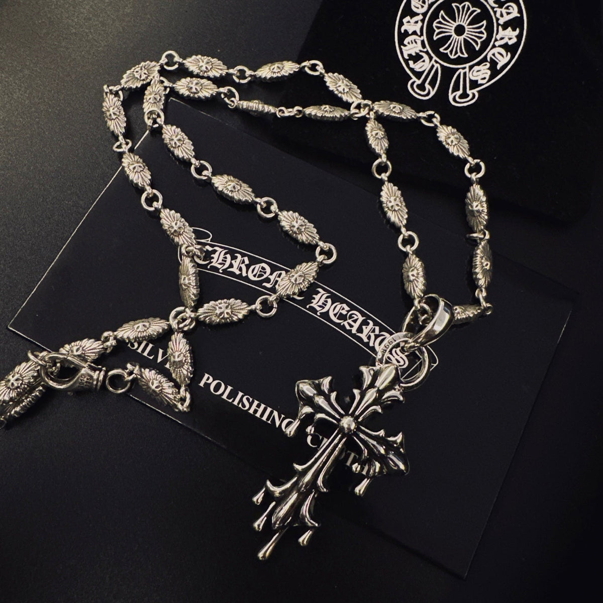 Martin Graham pendant necklace in polished metal-tone – styled product view
