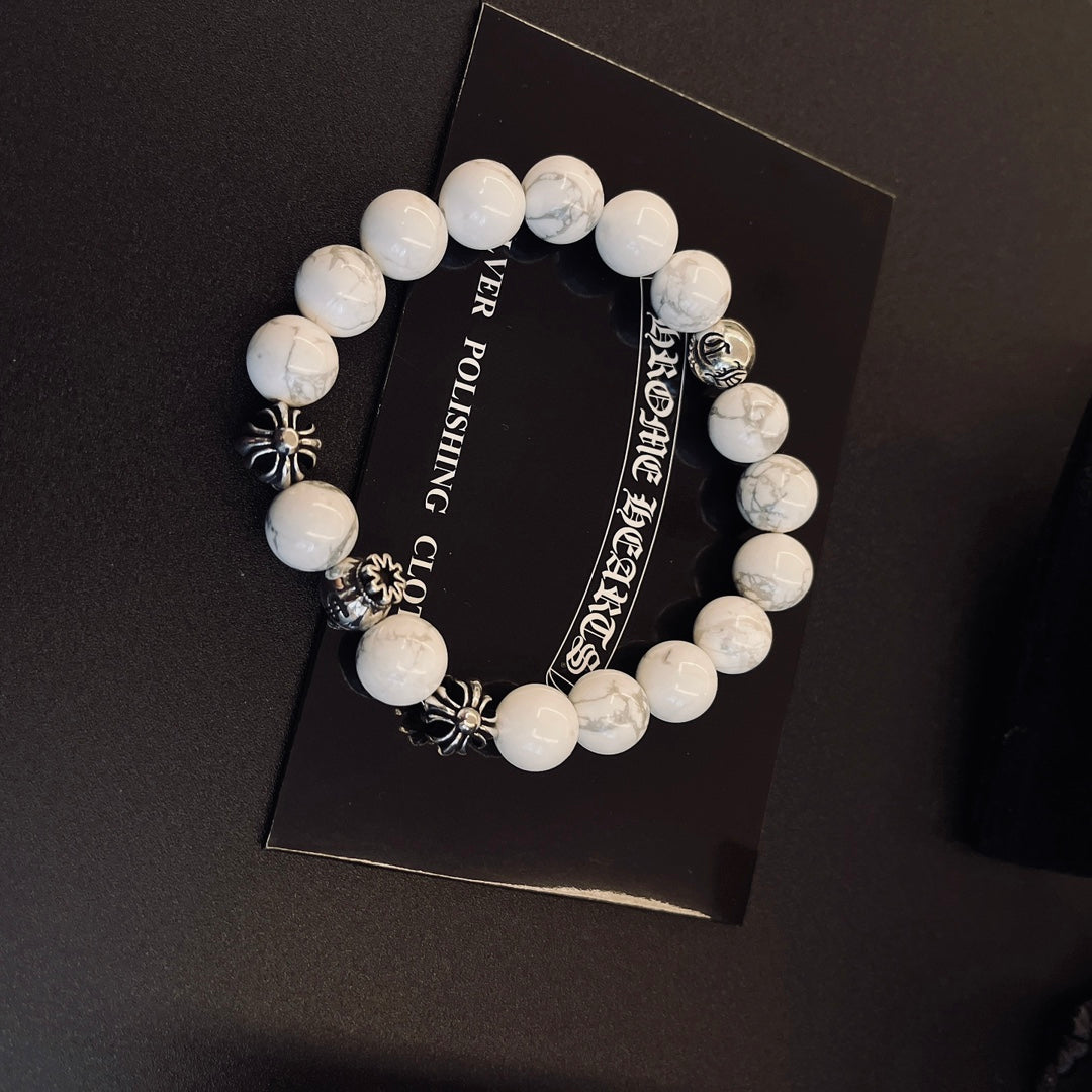 Martin Graham beaded bracelet in polished metal-tone – styled product view