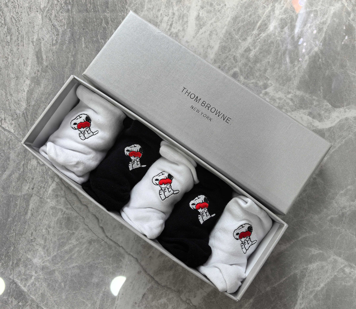 Thom Browne Cotton Small Red-Blue Stripe Ankle Socks - 5-Pair Set