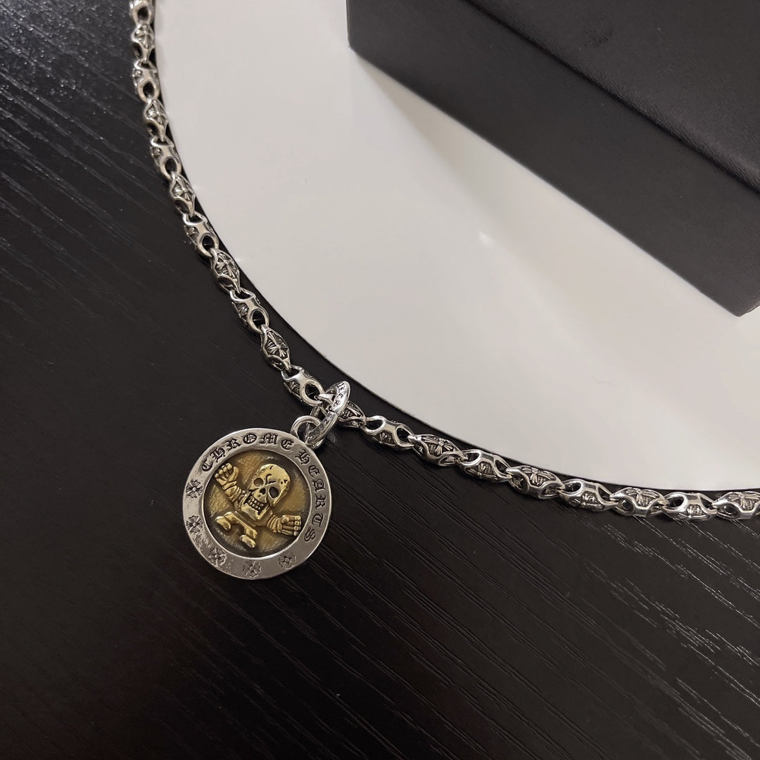Martin Graham pendant necklace in polished metal-tone – styled product view