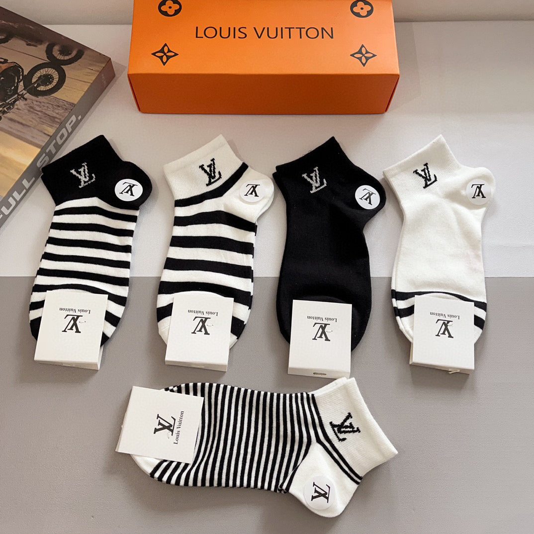 Louis Vuitton Striped Crew Socks - Box of 5 Pairs