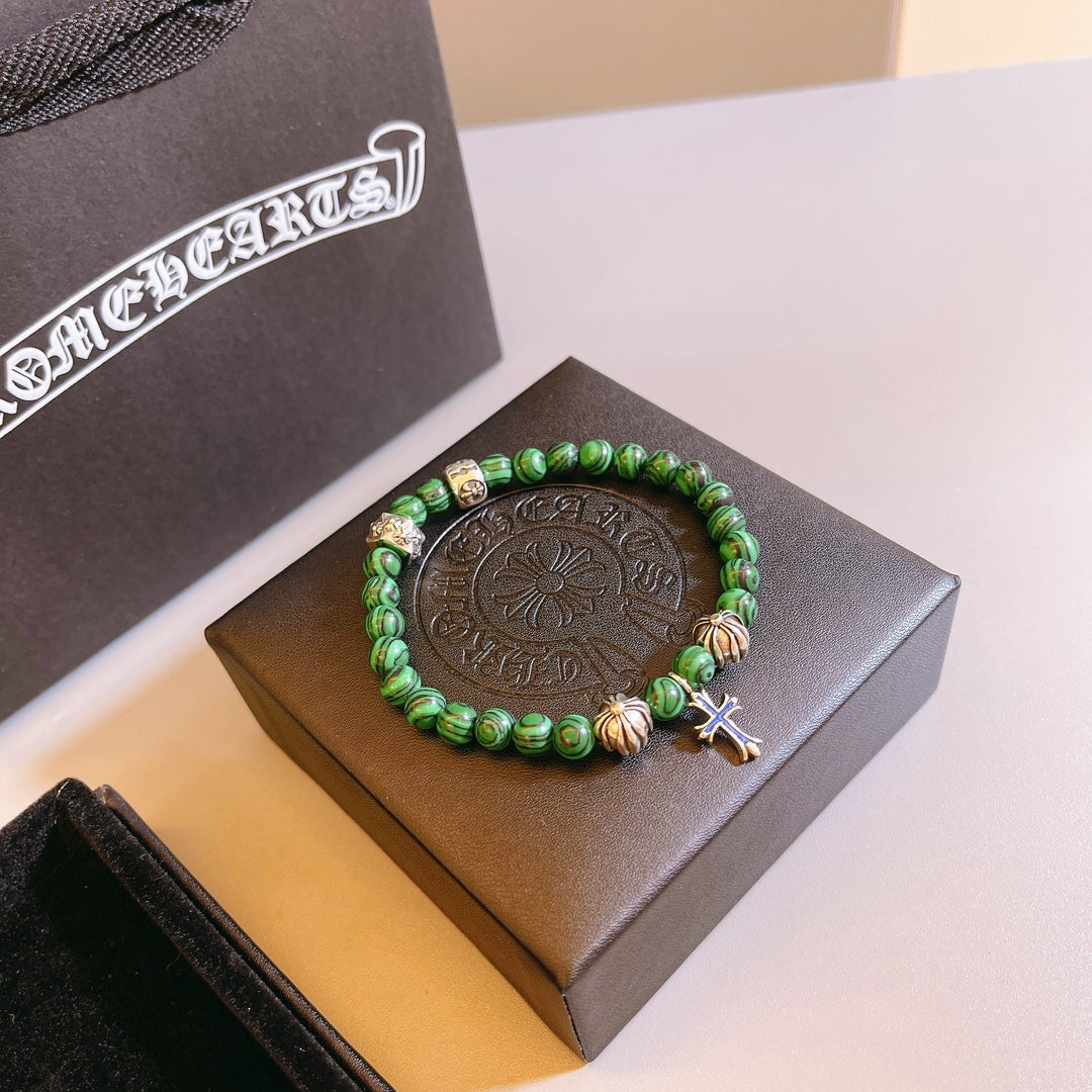 Martin Graham beaded bracelet in polished metal-tone – styled product view