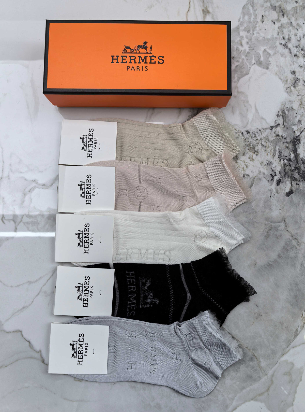 Hermes No-Show Socks - 5-Pair Set