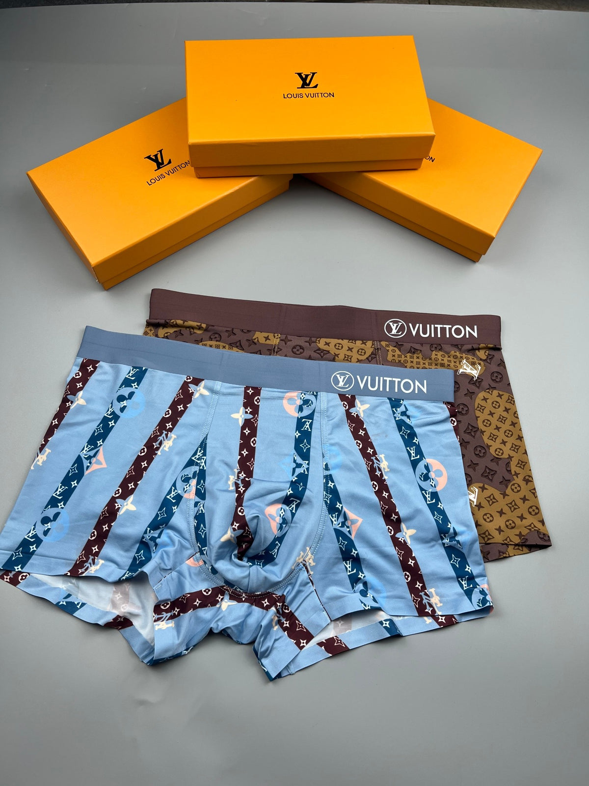 Louis Vuitton All-Over Monogram-Style Prints Men's Boxer Briefs - 3-Piece Box