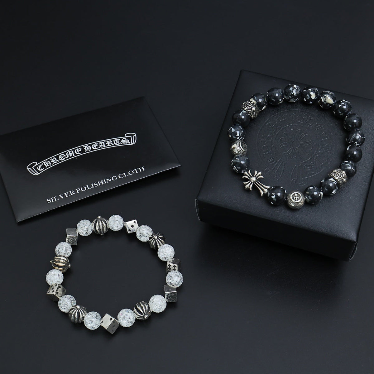 Martin Graham beaded bracelet in polished metal-tone – styled product view