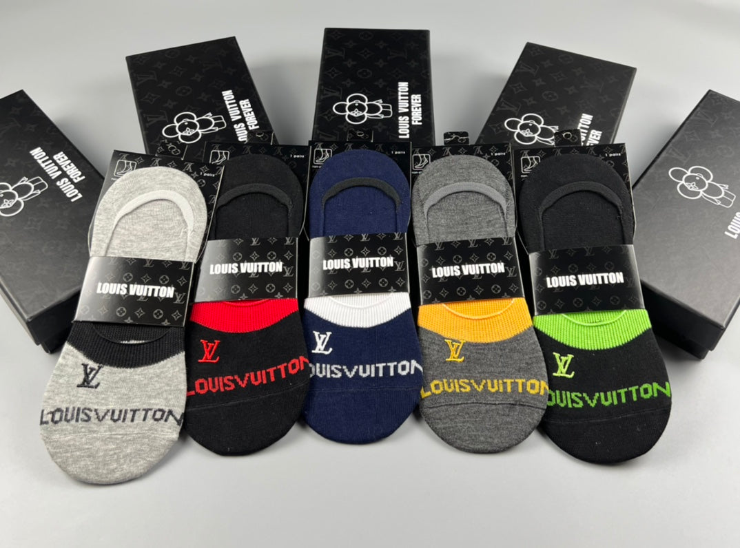 Louis Vuitton Colourful Band Details No-Show Socks - 5-Pair Set
