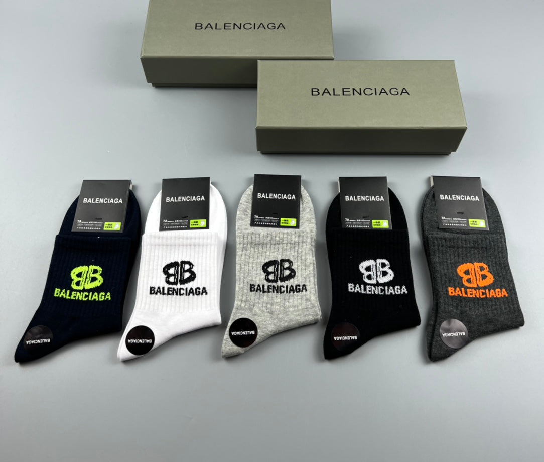 Balenciaga Colourful Bb Graphics Crew Socks - 5-Pair Set