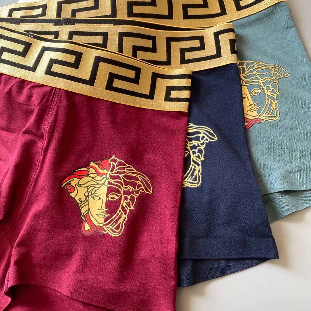 Versace Greek-Key Waistbands And Medallion Motifs Men's Boxer Briefs - 3-Piece Box