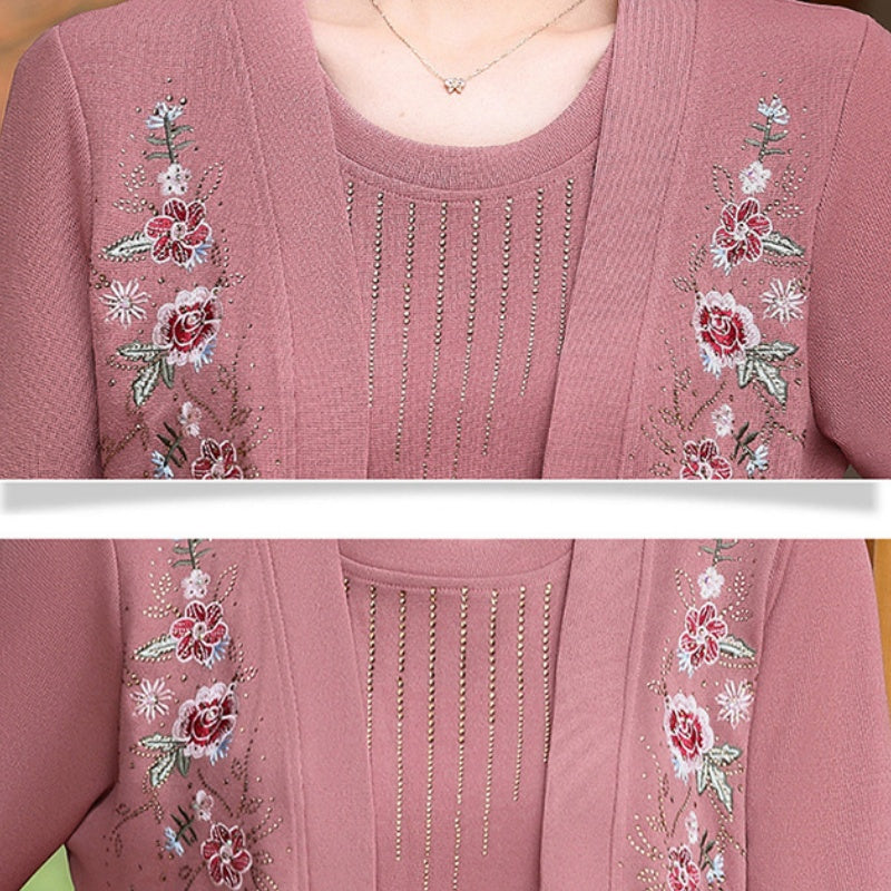 Women's Chic Embroidered Long-Sleeve Knit Top Clothing & Accessories