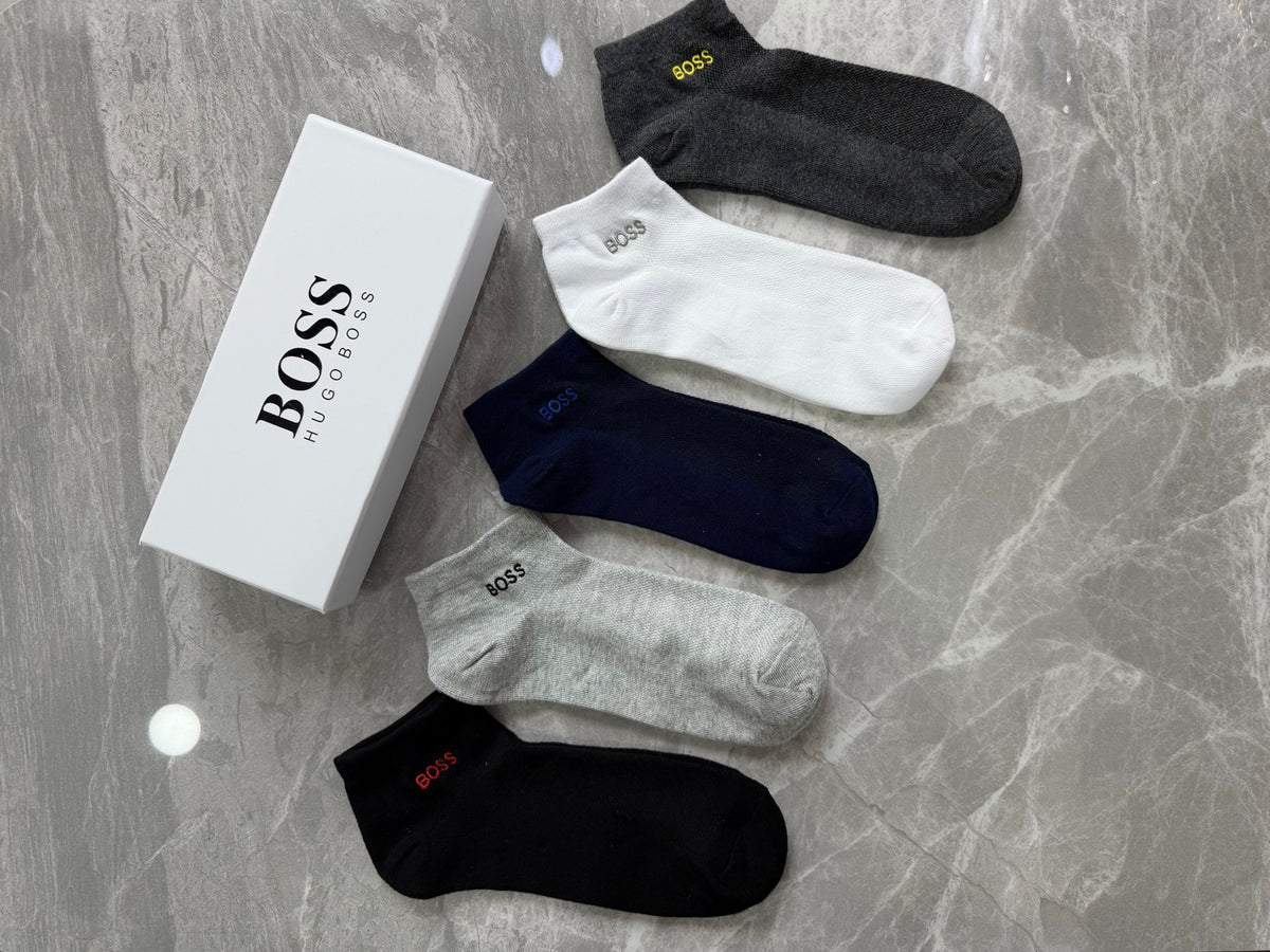 Boss Small Contrast Logos Ankle Socks - 5-Pair Set