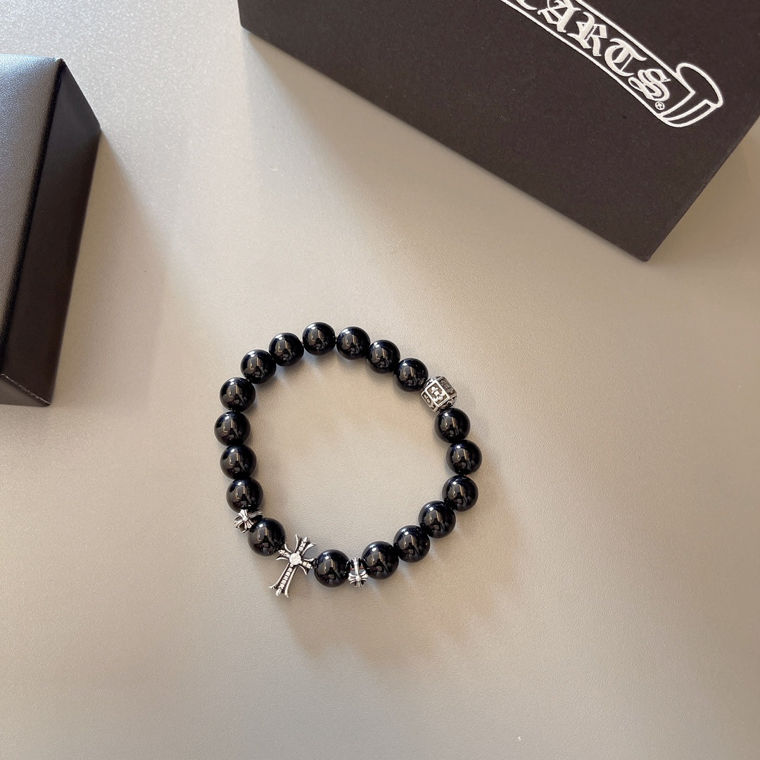 Martin Graham beaded bracelet in polished metal-tone – styled product view