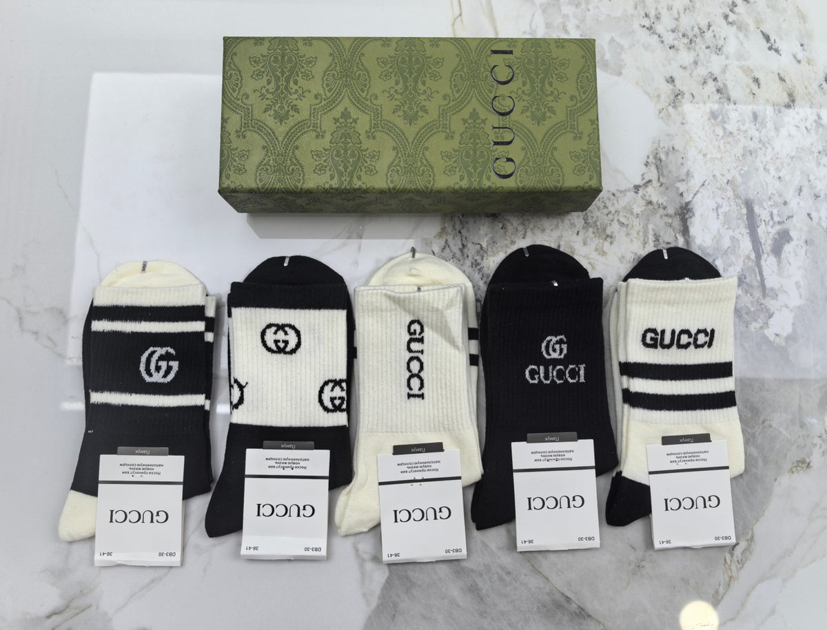 Gucci Cotton Crew Socks - 5-Pair Set