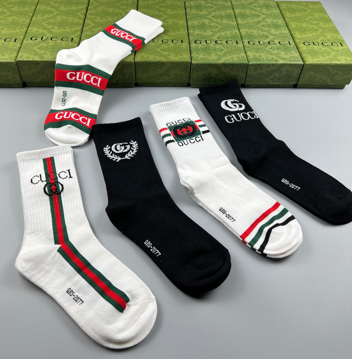 Gucci Mixed Logo Crew Socks - Box of 5 Pairs