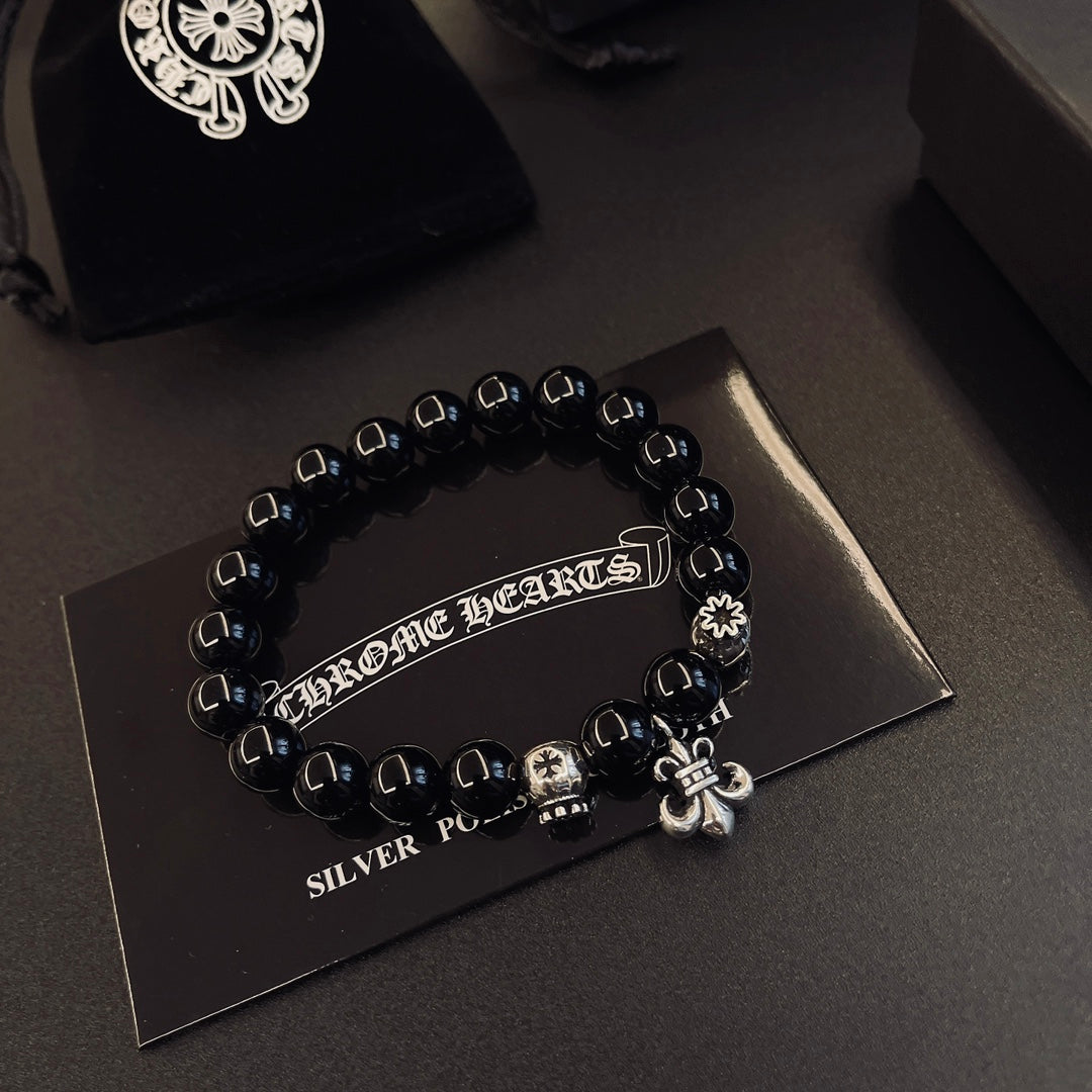 Martin Graham beaded bracelet in polished metal-tone – main product view