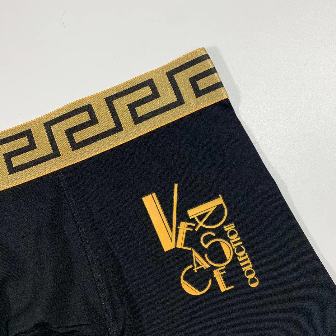 Versace Gold V And Greek-Key Men's Boxer Briefs - 3-Piece Box