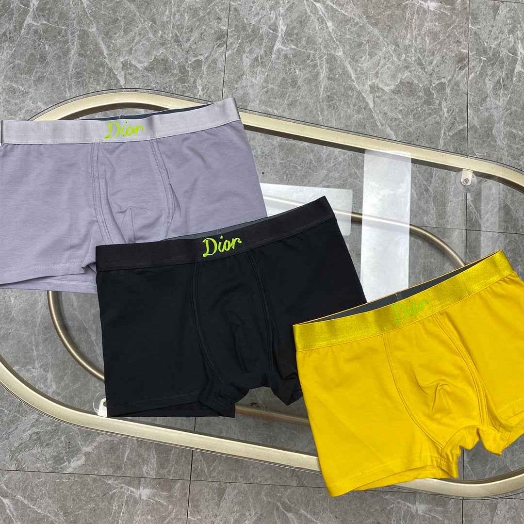 Dior Contrast Waistband Men's Trunk Underwear - 3-Piece Box