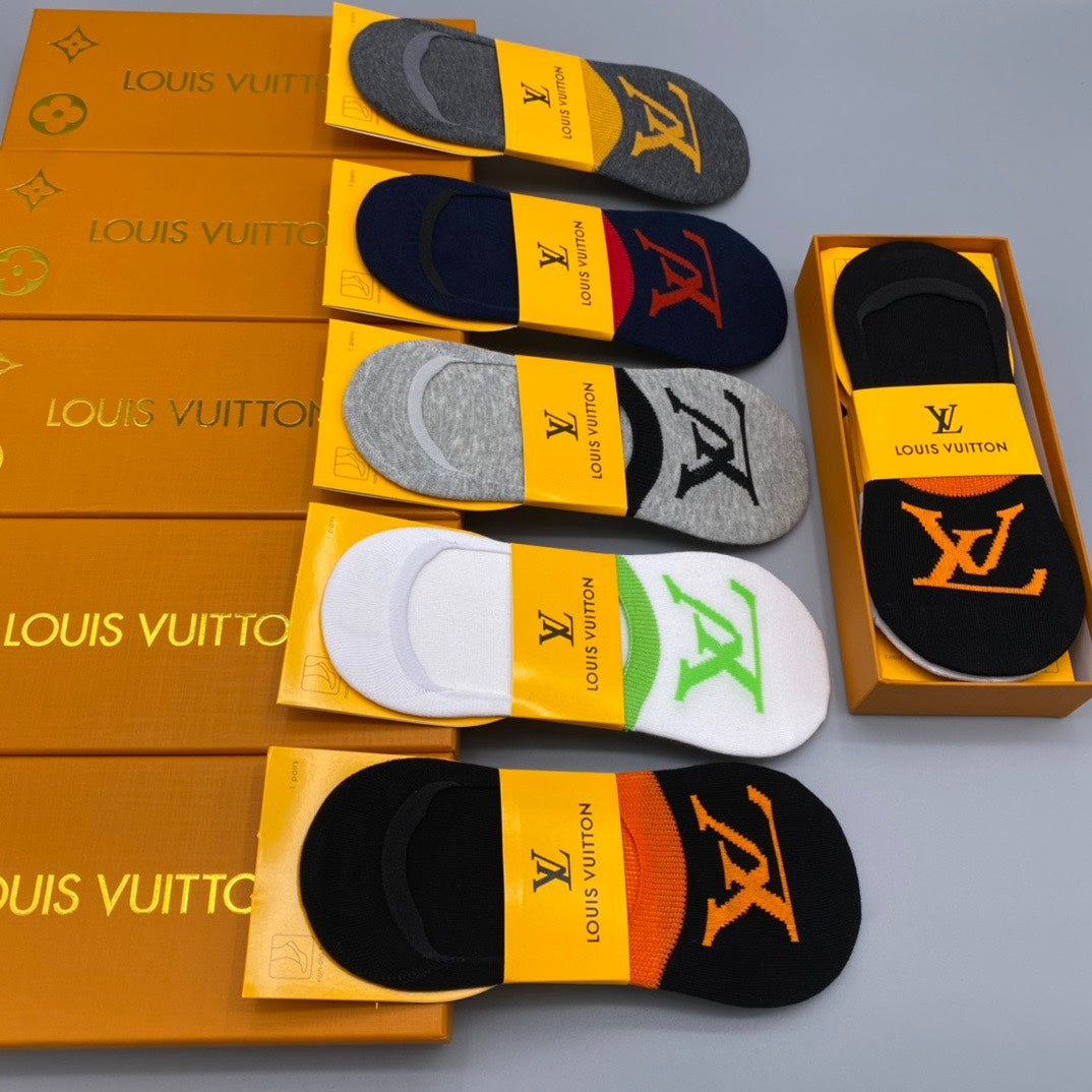 Louis Vuitton Oversized Logo No-Show Socks - Box of 5 Pairs
