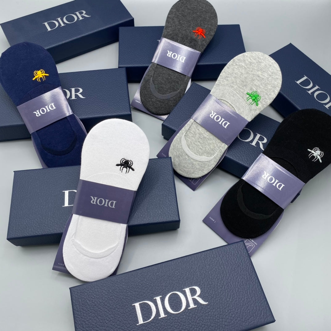 Dior Embroidered Bee No-Show Socks - Box of 5 Pairs