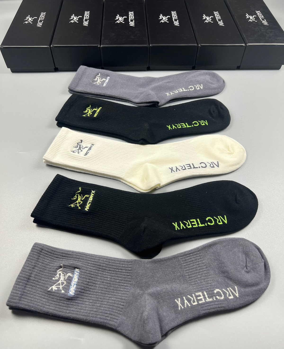 Arc'teryx Cotton Bird And Wordmark Crew Socks - 5-Pair Set