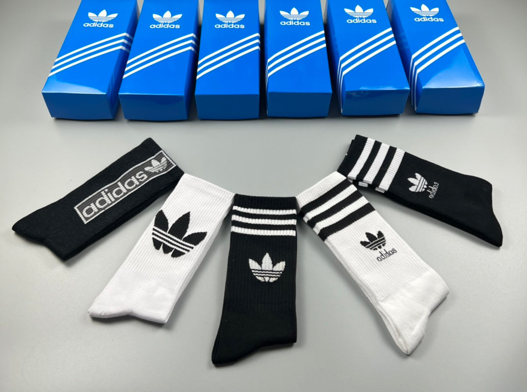Adidas Cotton Triple-Stripe And Trefoil Ankle Socks - 5-Pair Set