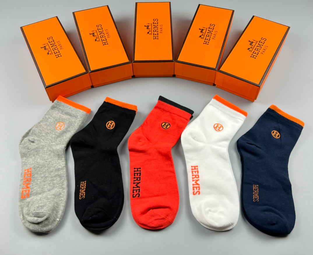 Hermes Colour Mix Crew Socks - 5-Pair Box