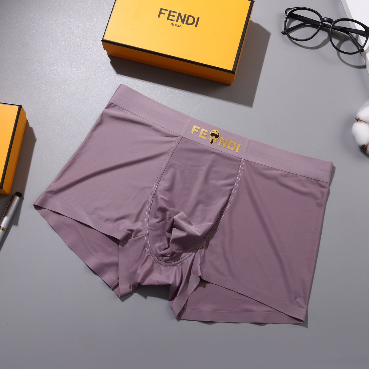 Fendi Gold-Tone Wordmark Men's Boxer Briefs - 3-Piece Box