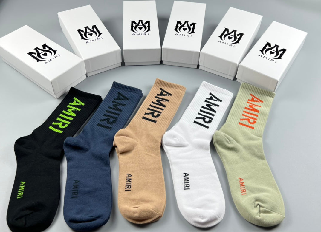 Amiri Bold Lettering Crew Socks - 5-Pair Set