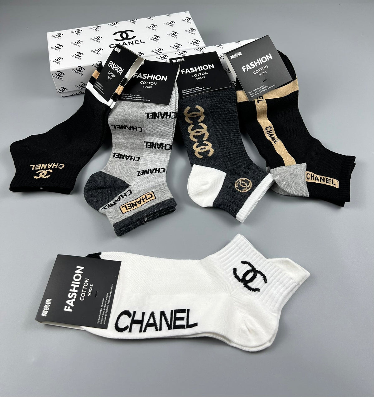 Chanel Mixed Logo Ankle Socks - Box of 5 Pairs