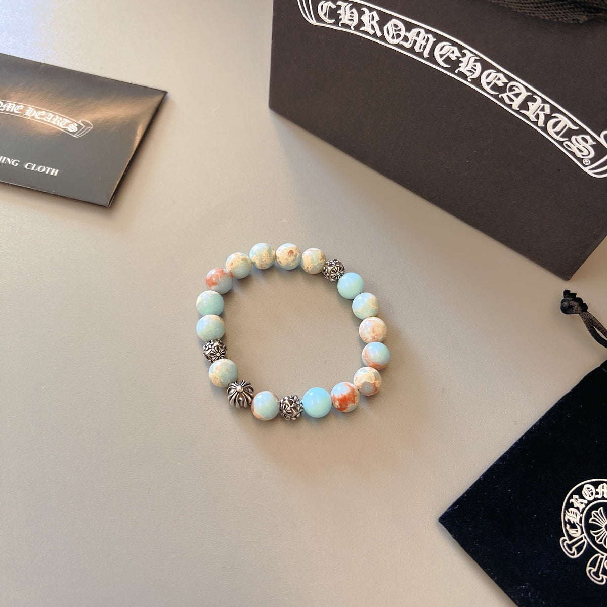 Martin Graham beaded bracelet in polished metal-tone – main product view