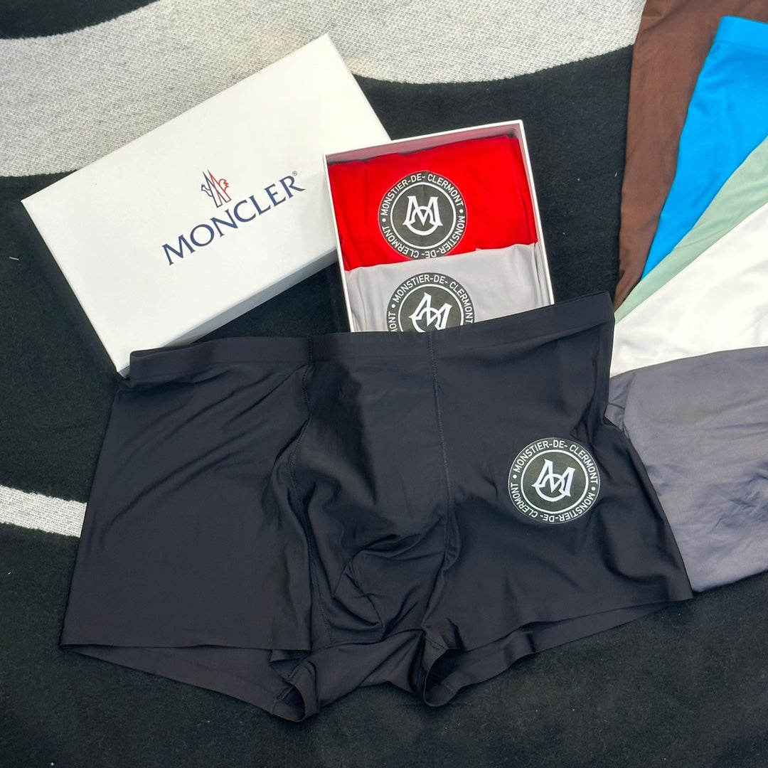 Moncler Goat-milk silk Circular Patch Men's Boxer Briefs - 3-Piece Box
