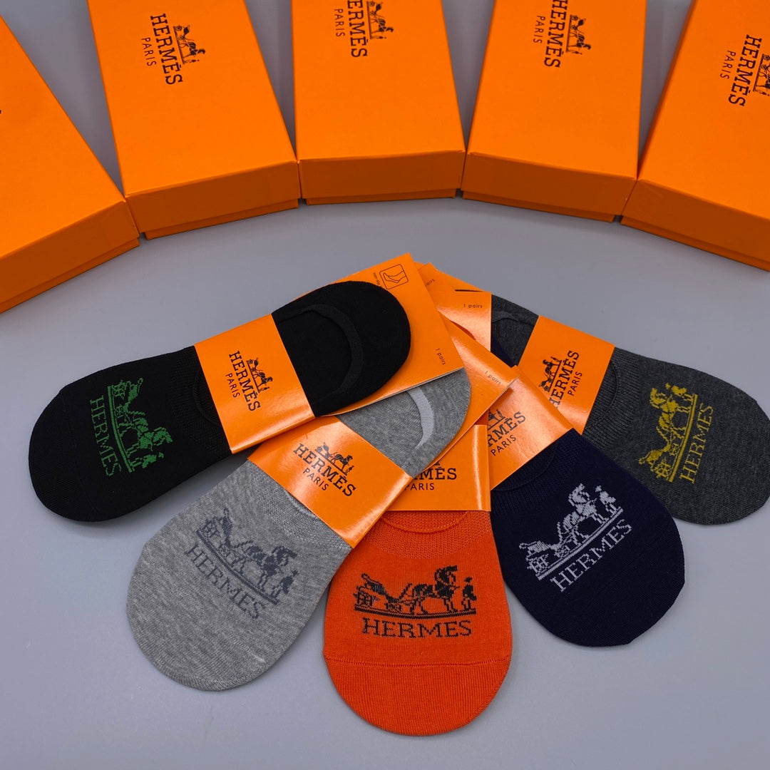 Hermes Horse Graphics No-Show Socks - 5-Pair Set