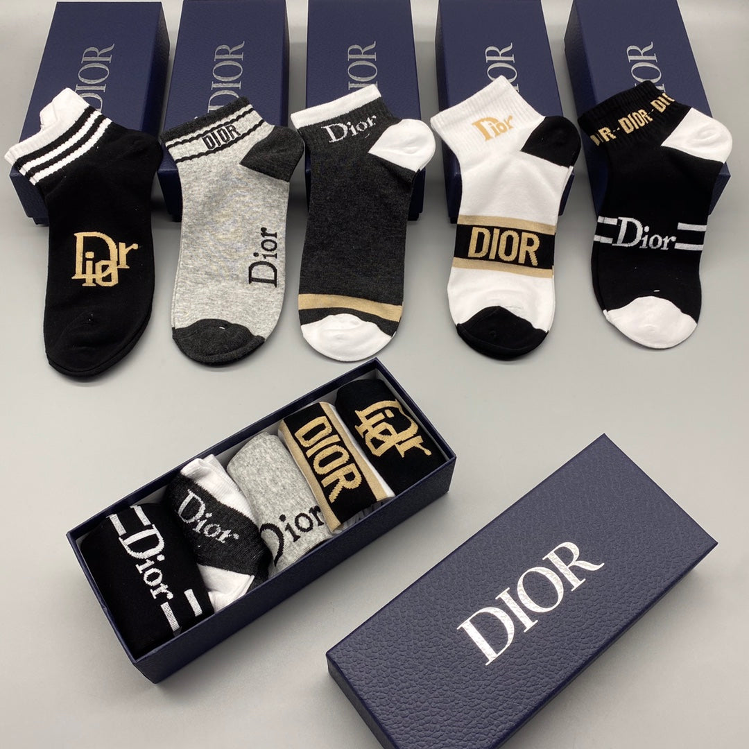 Dior Logo Ankle Socks - 5-Pair Box