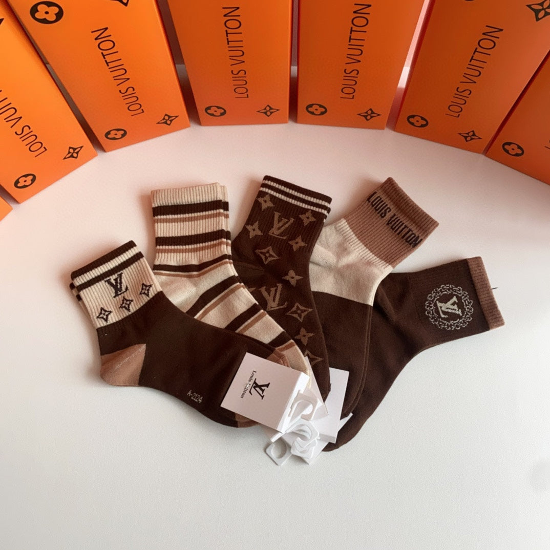Unbranded Monogram Ankle Socks - 5-Pair Box