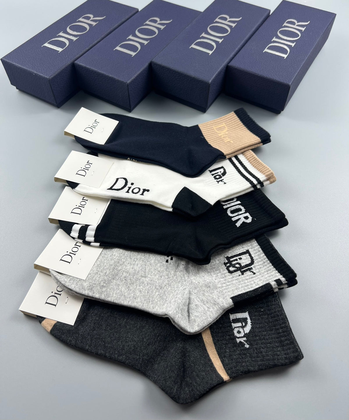 Dior Mixed Logo Logo Socks - 5-Pair Box