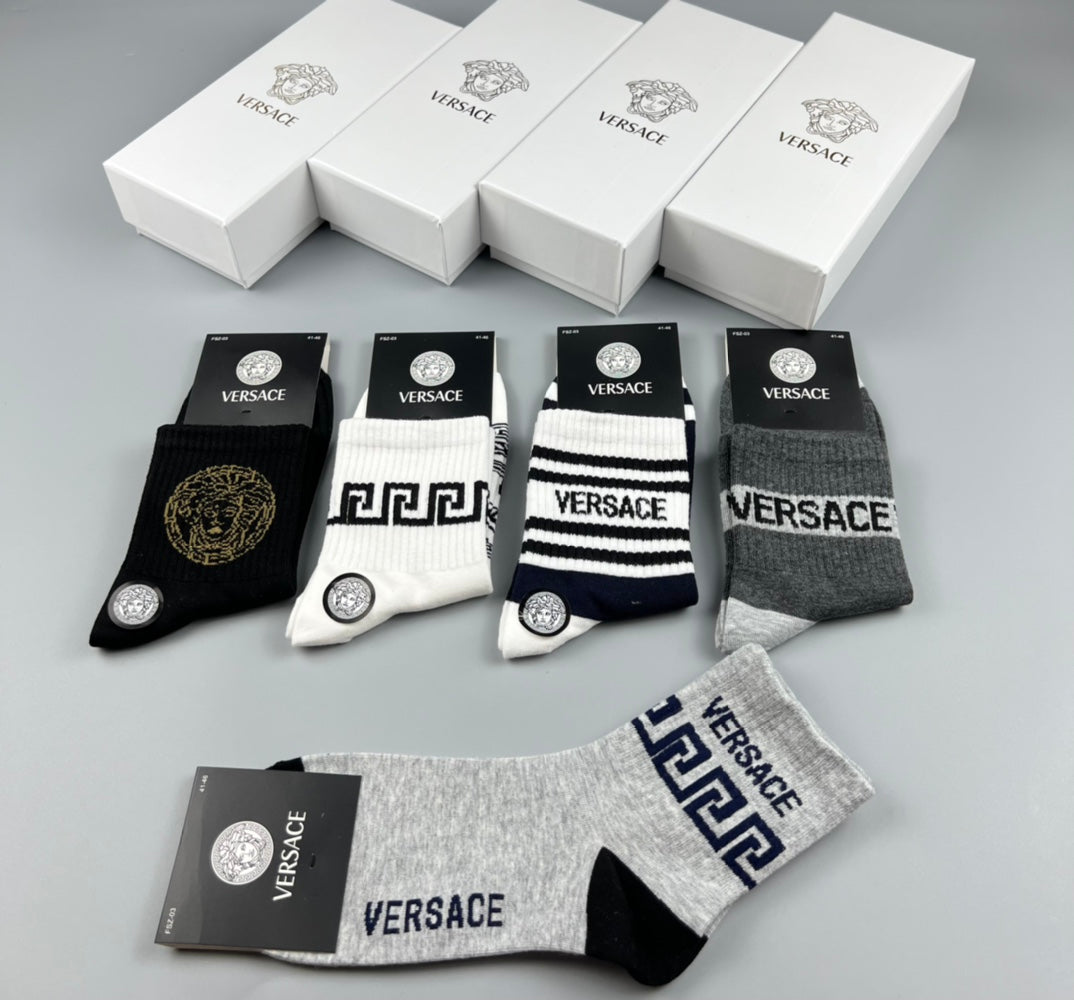 Versace Mixed-Pattern Crew Socks - Box of 5 Pairs